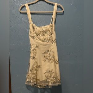 JJs House Cream Floral Embellished Prom Dress